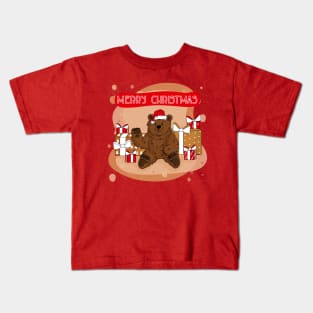 Bear wishes you Merry Christmas Kids T-Shirt